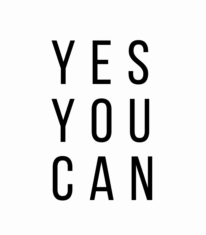 "Yes You Can" Motivational Quote Wall Art Glass Framed Poster For