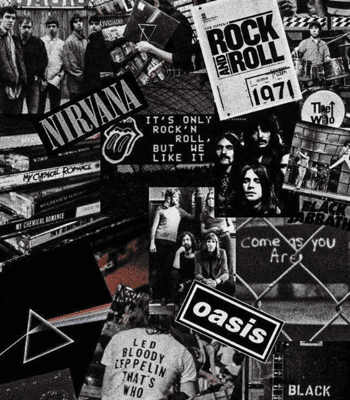 Rock Bands Collage Wall Art | Glass Framed Poster for Living room, Bedroom  and Café