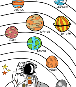 Illustrated Solar System Wall Art for Kid’s room