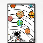 Illustrated Solar System Wall Art for Kid’s room