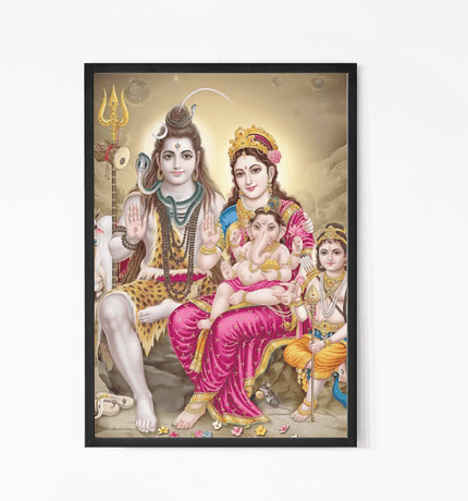 Lord Shiva with family wall art