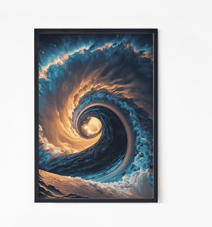 Ocean Wave Swirl wall art mockup