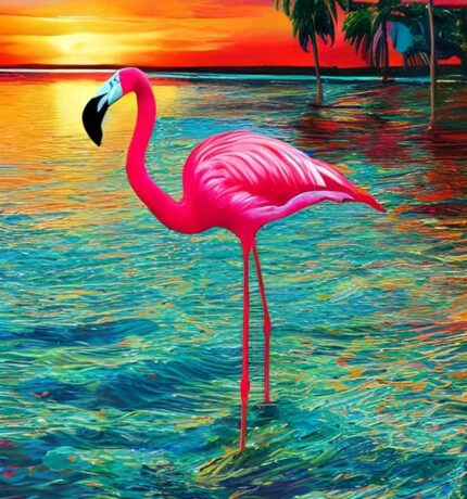 Sunset Flamingo wall art