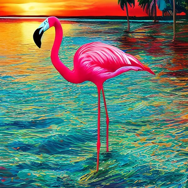 Sunset Flamingo wall art