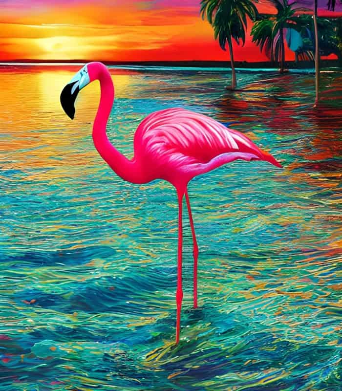 Sunset Flamingo wall art