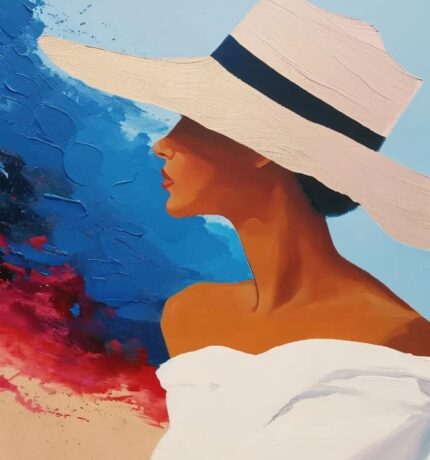 Lady with hat painting wall art