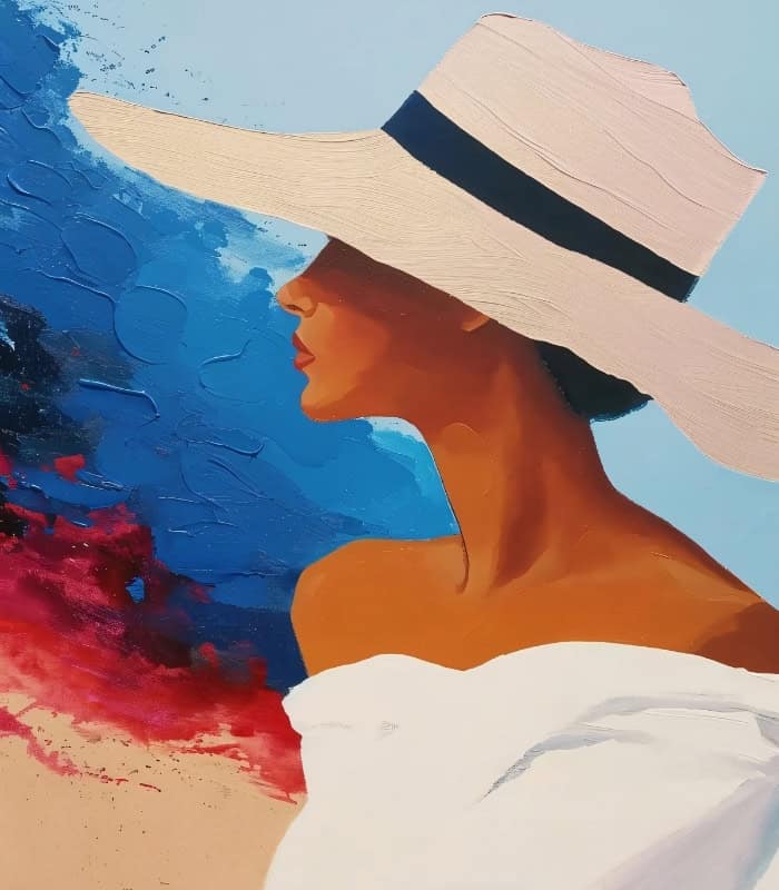 Lady with hat painting wall art