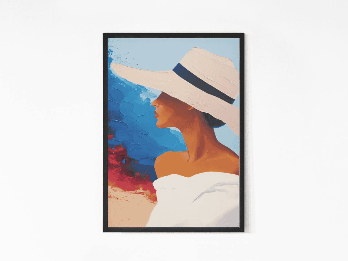 Lady with hat painting wall art