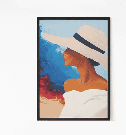 Lady with hat painting wall art