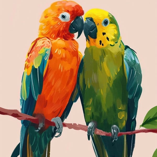 Scenic Love Parrots wall art