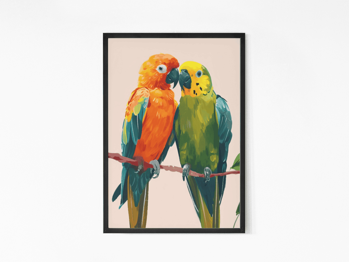 Scenic Love Parrots wall art