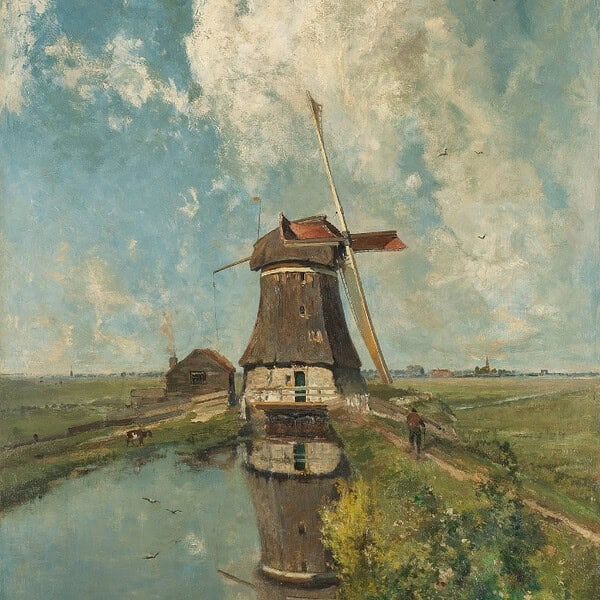 A Windmill on a Polder Waterway wall art