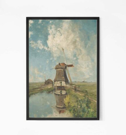 A Windmill on a Polder Waterway wall art