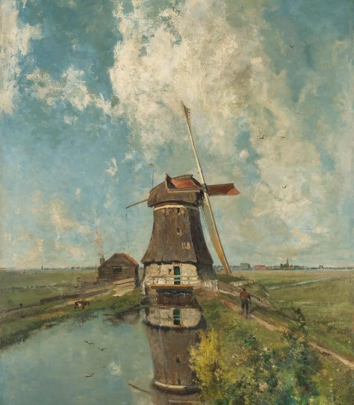 A Windmill on a Polder Waterway wall art