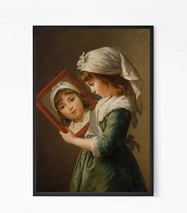 Girl Looking in a Mirror Painting Wall Art