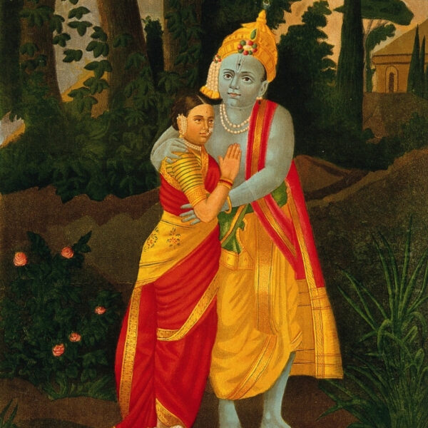 Krishna embracing Radha Wall Art