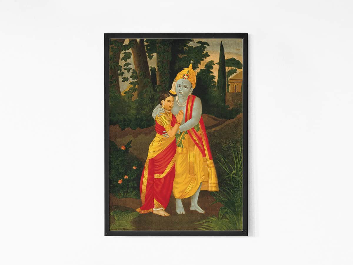 Krishna embracing Radha Wall Art