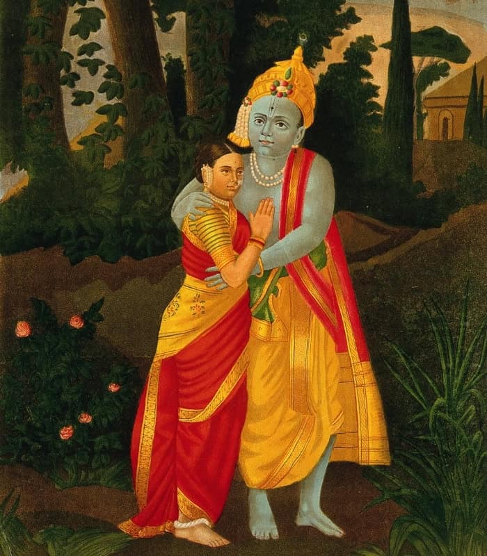 Krishna embracing Radha Wall Art