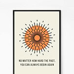 Begin Again Motivational Quote Wall Art