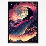 Colorful Moon of Mount Fuji Wall Art