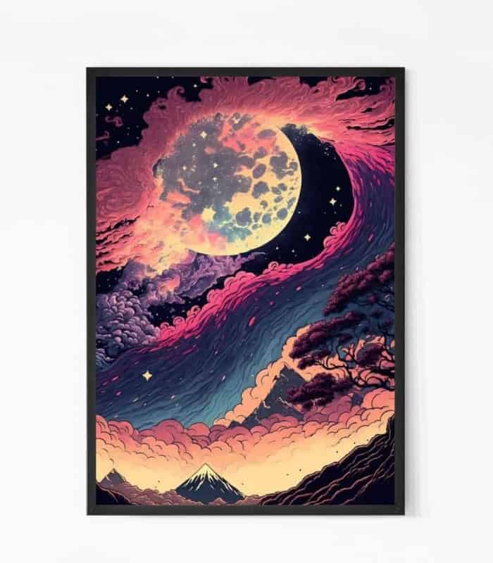 Colorful Moon of Mount Fuji Wall Art