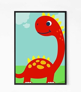 Cute Red Dinosaur Wall Art for Kid’s room