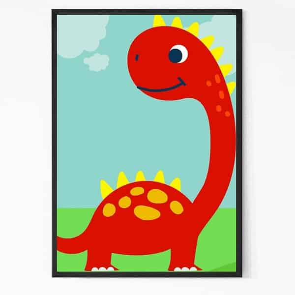 Cute Red Dinosaur Wall Art for Kid’s room