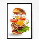 Delicious Hamburger Wall Art For Kitchen