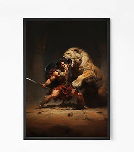 Hercules and the Lion of Nemea Painting Wall Art