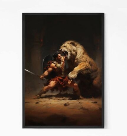 Hercules and the Lion of Nemea Painting Wall Art