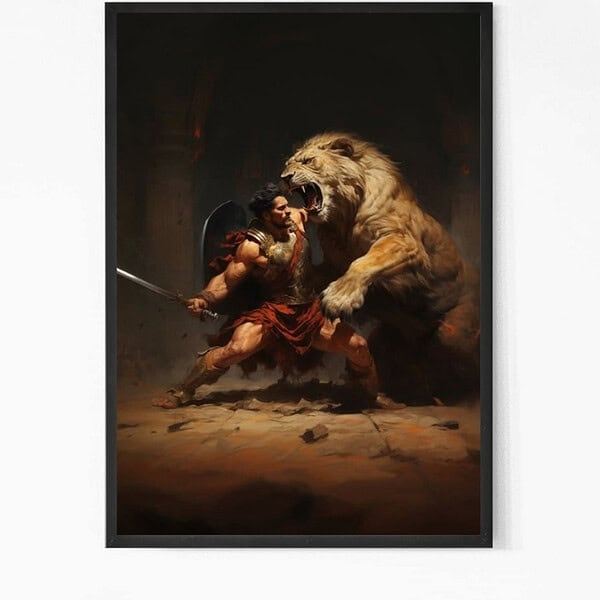 Hercules and the Lion of Nemea Painting Wall Art