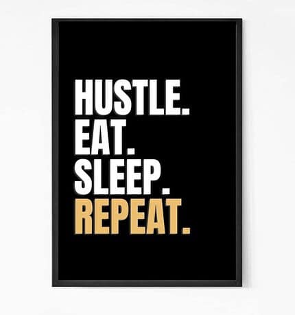 Hustle Eat Sleep Repeat Quote Wall Art