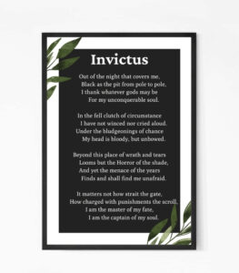 Invictus Poem by William Ernest Henley Wall Art