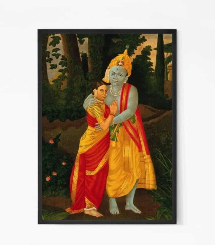 Krishna embracing Radha Wall Art