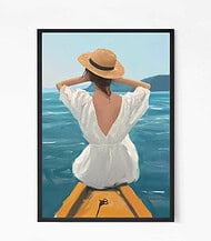 Lady On A Boat Painting Wall Art