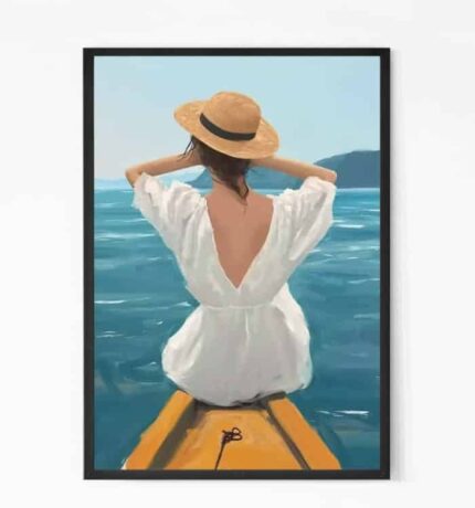 Lady On A Boat Painting Wall Art