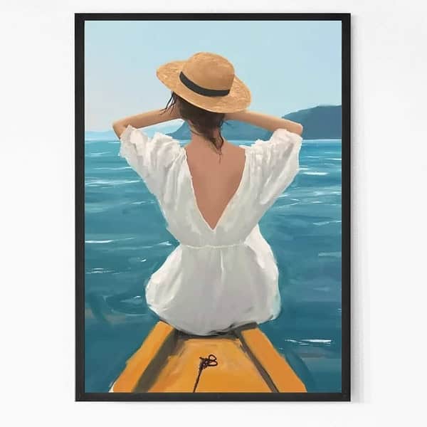 Lady On A Boat Painting Wall Art