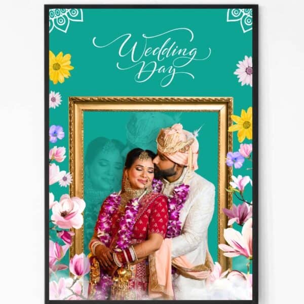 Desi Wedding Photo Frame with Colorful Background