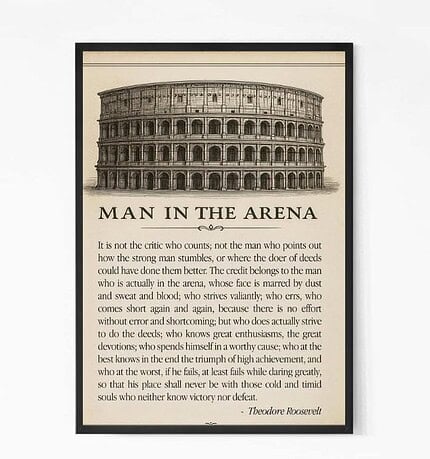 Man In The Arena Quote Wall Art