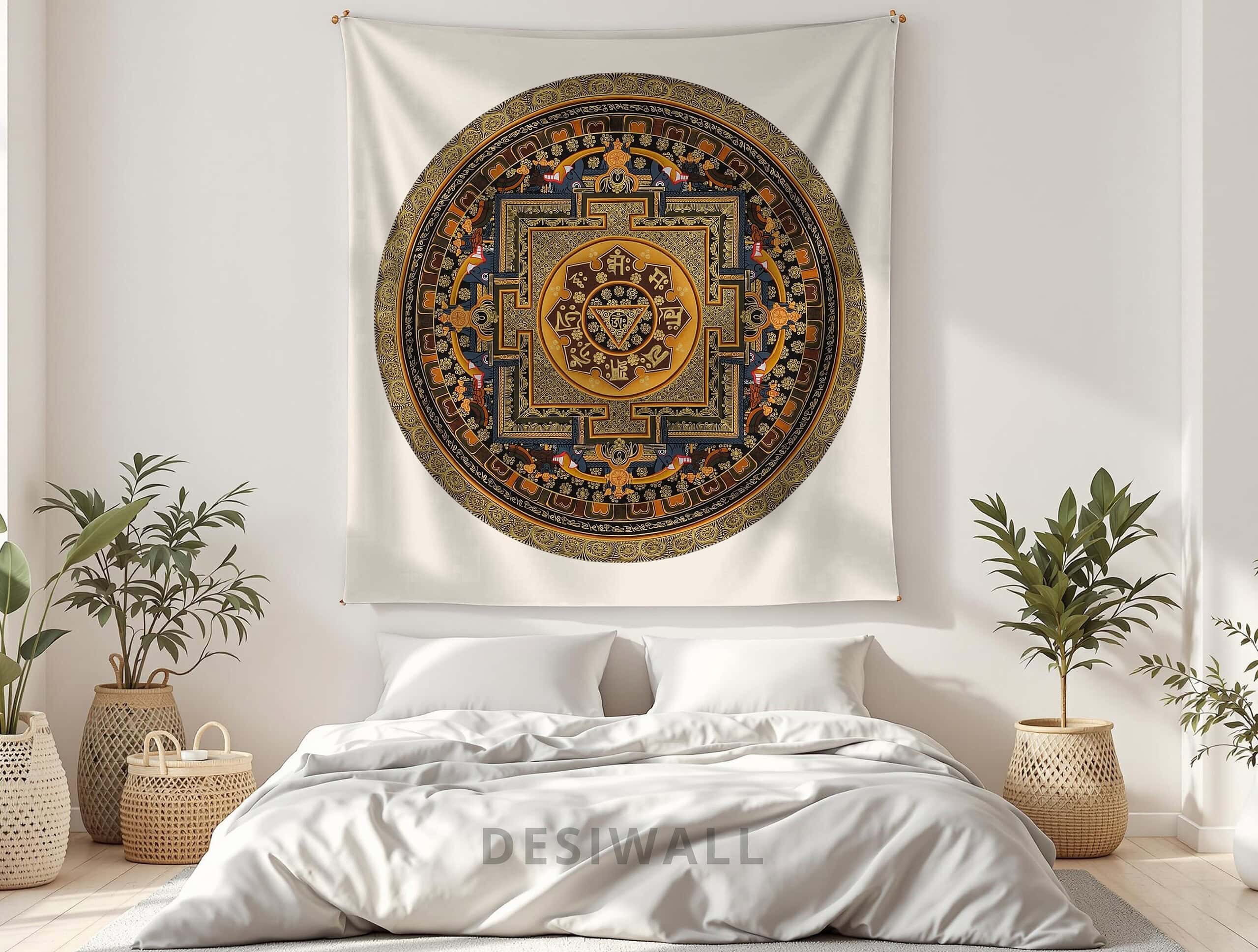 Buy Golden Mandala Tapestry Wall Art