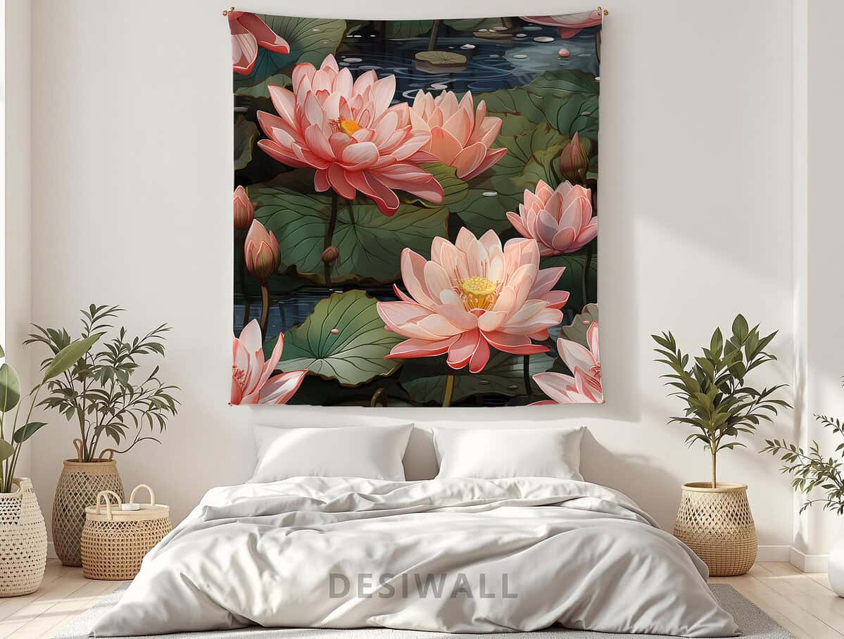 Buy Lotus Pond Tapestry Wall Art