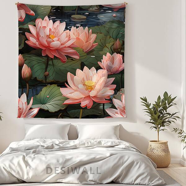 Buy Lotus Pond Tapestry Wall Art