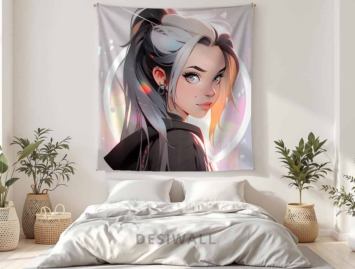 Buy Furious Anime Girl Tapestry Wall Hang