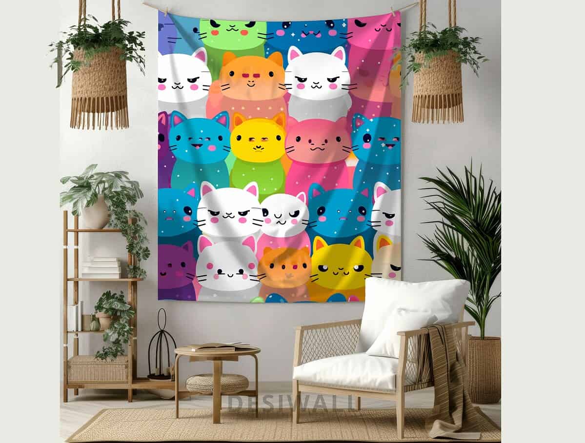 Buy Colorful Cats Tapestry Wall Art