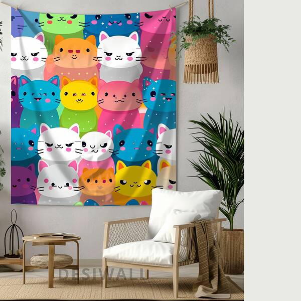 Buy Colorful Cats Tapestry Wall Art