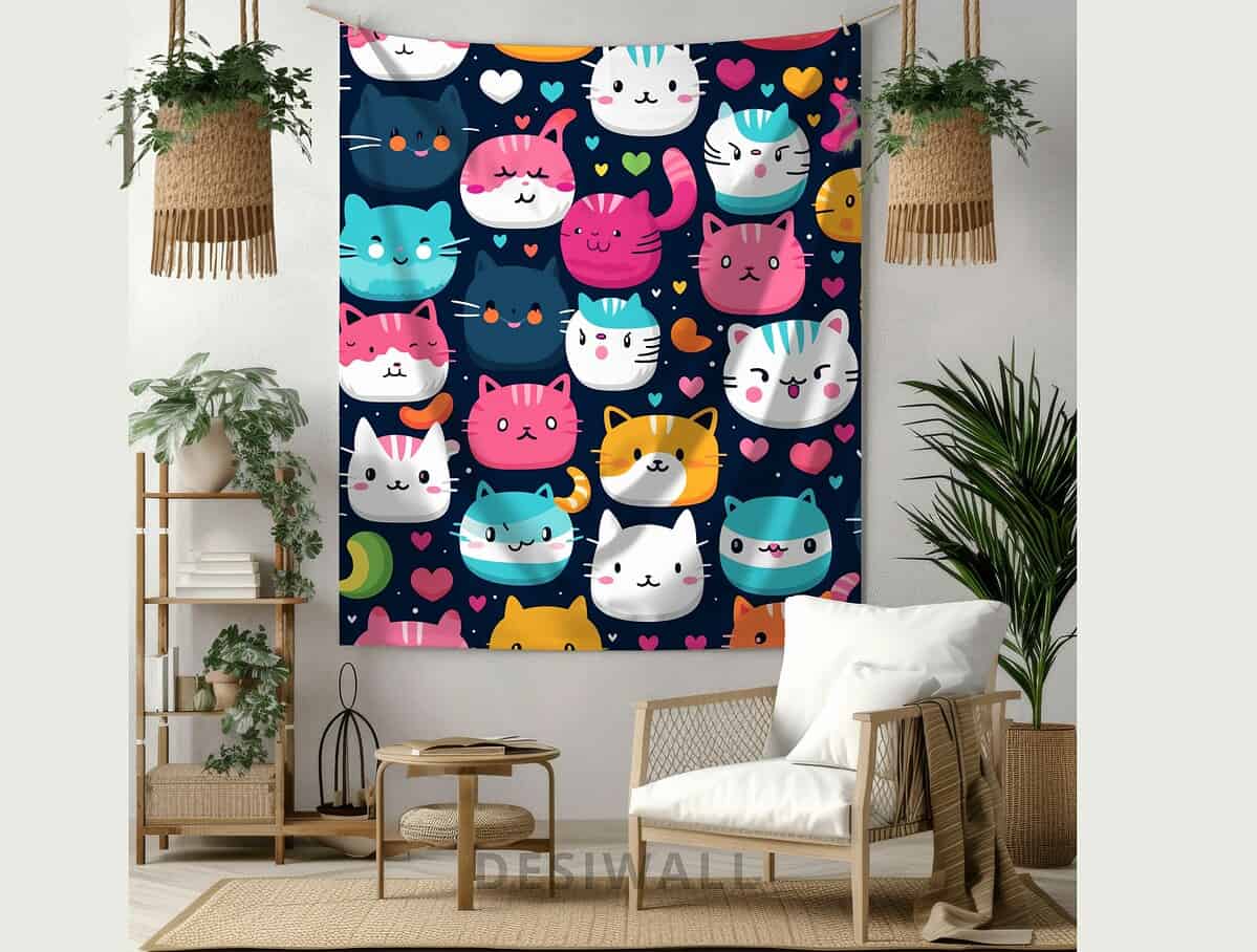Buy Cute Kitty Tapestry Wall Hang